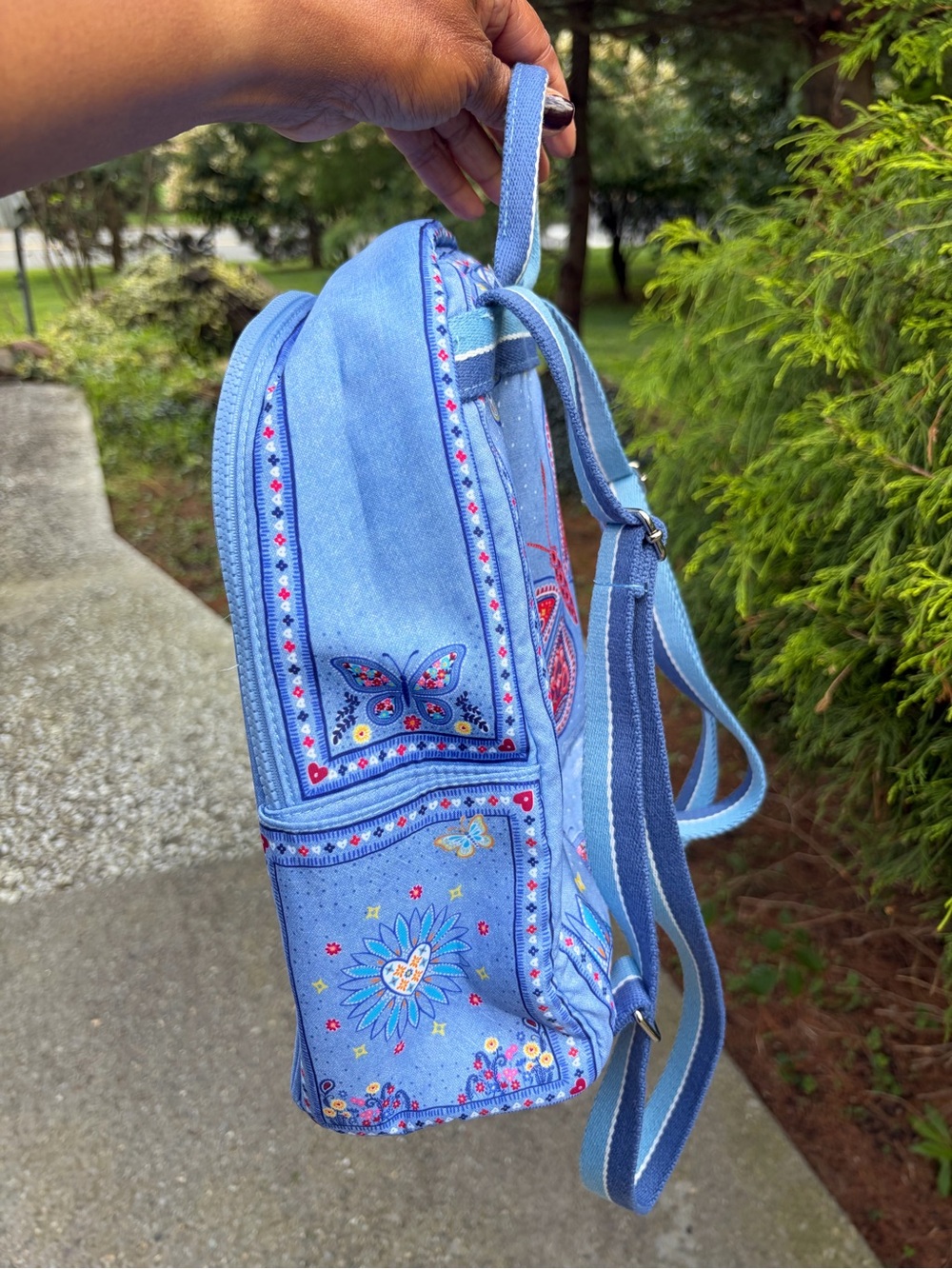 Brighton Love Bandana Paisley Butterfly Backpack Blue NWT - Picture 3 of 12
